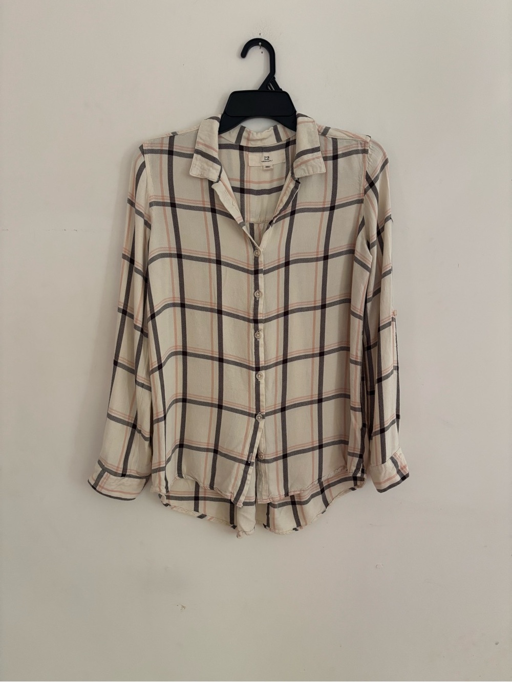Thread & Supply Plaid Rayon Button Front Blouse Small